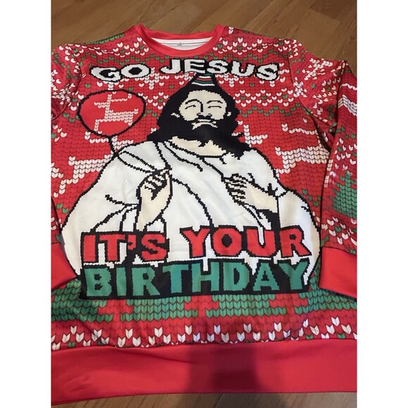 Go Jesus It’s Your Birthday Christmas Sweatshirt Unisex OXL Funny Holiday Ugly - Picture 2 of 4